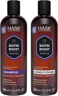 Hask BIOTIN BOOST Shampoo and Conditioner Set Thickening - Colour safe, gluten-free, sulphate-free, paraben-free - 1 Shampoo and 1 Conditioner