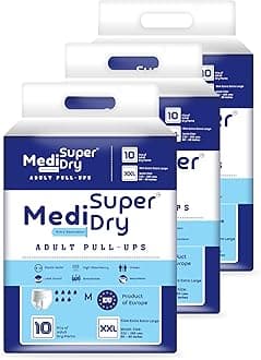 Adult Diaper Pants | Double Extra Large (2XL) |Waist 152-205 cm (60-80 inches) |High Absorbency -10 Hrs |Leakproof |Breathable |Odourless |Elastic Waist |Men & Women | 30 Units, Pack of 3