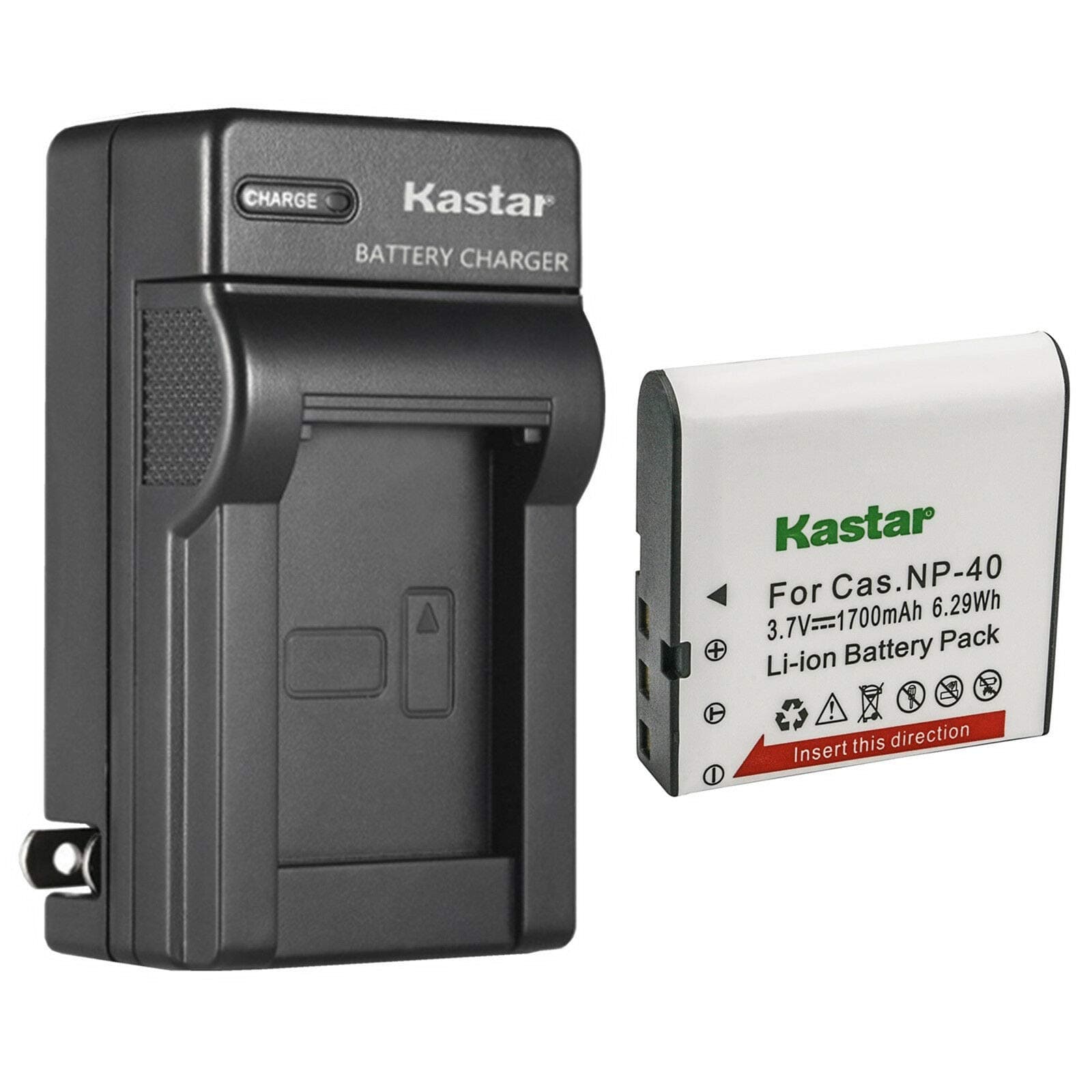 Kastar 1-Pack Battery and AC Wall Charger Replacement for Casio NP-40, Exilim EX-Z1080, EX-Z1200, EX-Z200, EX-Z30, EX-Z300, EX-Z40