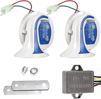 EXHRN02 MOCC Loud Snail Shaped Horn with 22 Sound Tone, Electric Air Siren for Bike Motorcycle Car SUV Bus Truck & Off Road Vehicle (1 Set)