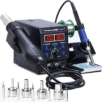 Preciva 2-in-1 Hot Air Gun Rework and Soldering Iron Station with ℉/℃, Cold/Hot Air Conversion, Solder Station with Digital Temperature Correction and Sleep Function