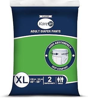 KareIn Classic Adult Diaper Pants, Extra Large 100-150 Cm (40"- 59"), 2 Count, Unisex, Leakproof, Elastic Waist, Wetness Indicator, 2' Pack