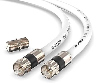 G-PLUG 150FT RG6 Coaxial Cable Connectors Set - High-Speed Internet, Broadband and Digital TV Aerial, Satellite Cable Extension - Weather-Sealed Double Rubber O-Ring and Compression Connectors White