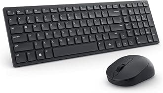 Dell KB555 Silent Keyboard and Mouse - 18 Programmable Shortcut Keys, Copilot Key, Secure Dual-Mode connectivity, Adjustable DPI, Ambidextrous, Low Battery LED Indicator, 3-Year Warranty - Black