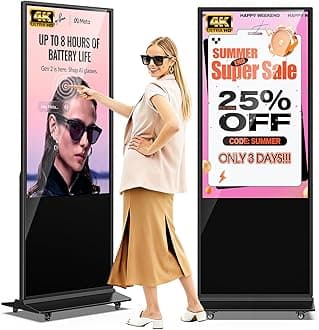 JIYANG 55 Inch 4K Indoor Touchscreen Digital Signage Display Floor Standing Digital Interactive Kiosks LCD Totem Monitor with WiFi/USB Input Auto Media Player Android System,Store Displays Screens