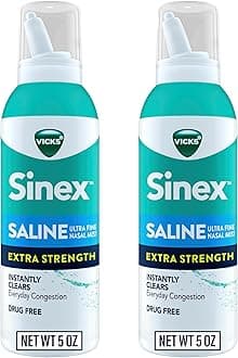 Sinex Saline Extra Strength Nasal Spray, 3X Concentrated* Drug Free Ultra Fine Mist, Instantly Clears Mucus, Ultra Concentrated to Clear Congestion Fast, Safe For Daily Use, 5 OZ x 2