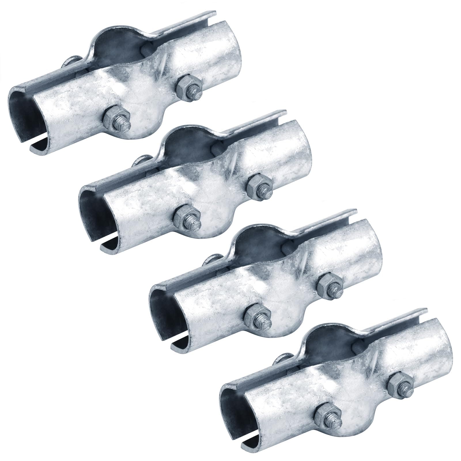 OTTFF 4 Pack 1-5/8" Line Rail Clamp for Chain Link Fence, Boulevard Pipe Clamps, Greenhouse Cross Grid Connector, 7/64" Thick