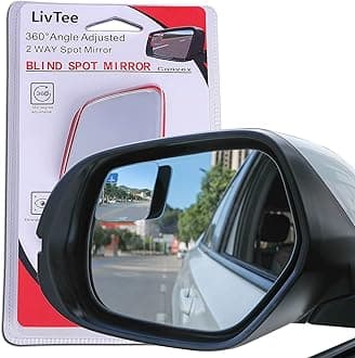 LivTee Blind Spot Mirror，Asymmetric Fan Shaped HD Glass Frameless Convex Rear View Mirror with wide angle Adjustable Stick for Cars SUV and Trucks, Pack of 2
