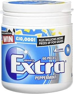 Wrigley's Extra Chewing Gum, Peppermint Flavour, 6 Bottles of 46 Pieces, Sugar Free Chewing Gum Bulk Pack with Xylitol (276 pieces)