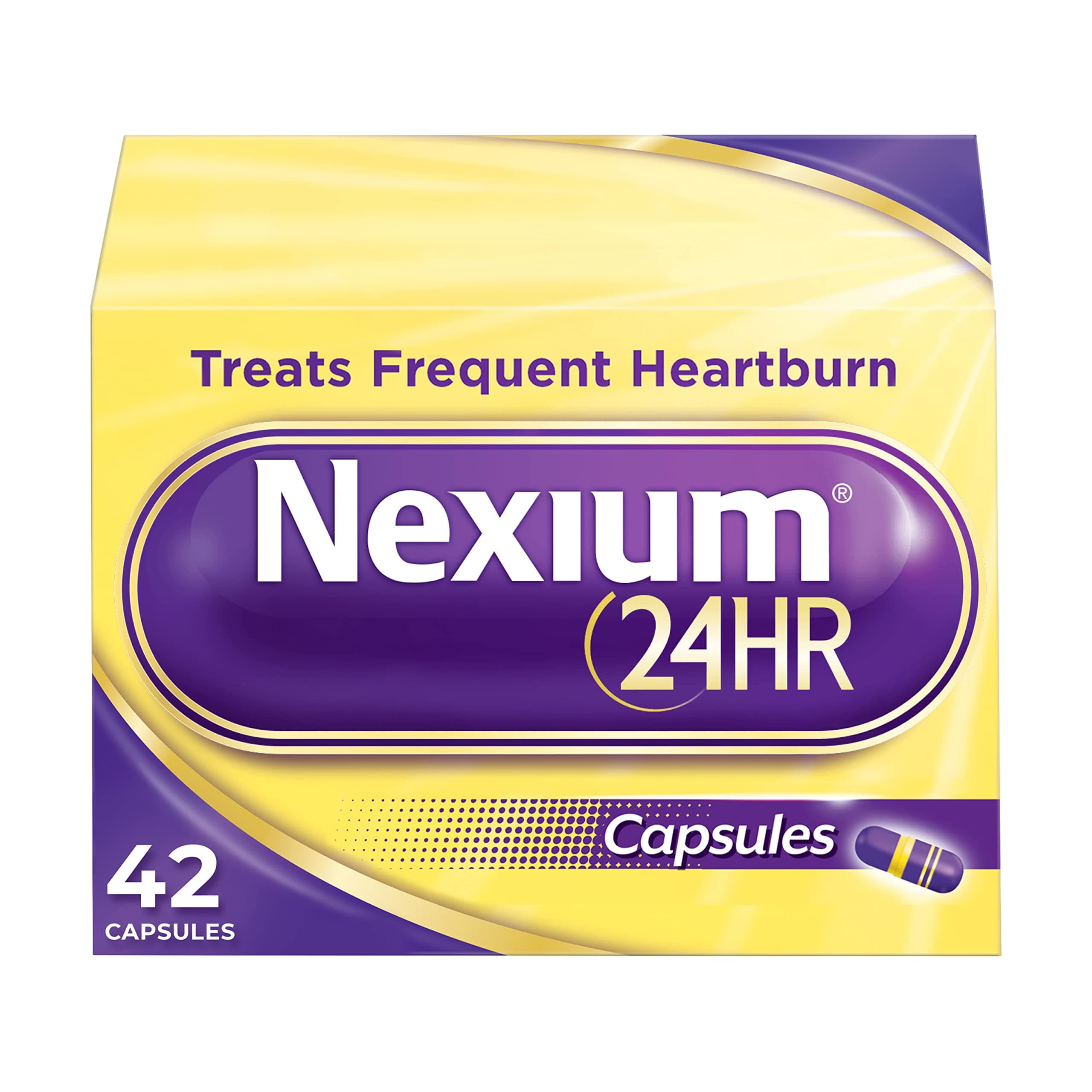 24HR Acid Reducer Heartburn Relief Capsules for All-Day and All-Night Protection from Frequent Heartburn, Heartburn Medicine with Esomeprazole Magnesium - 42 Count