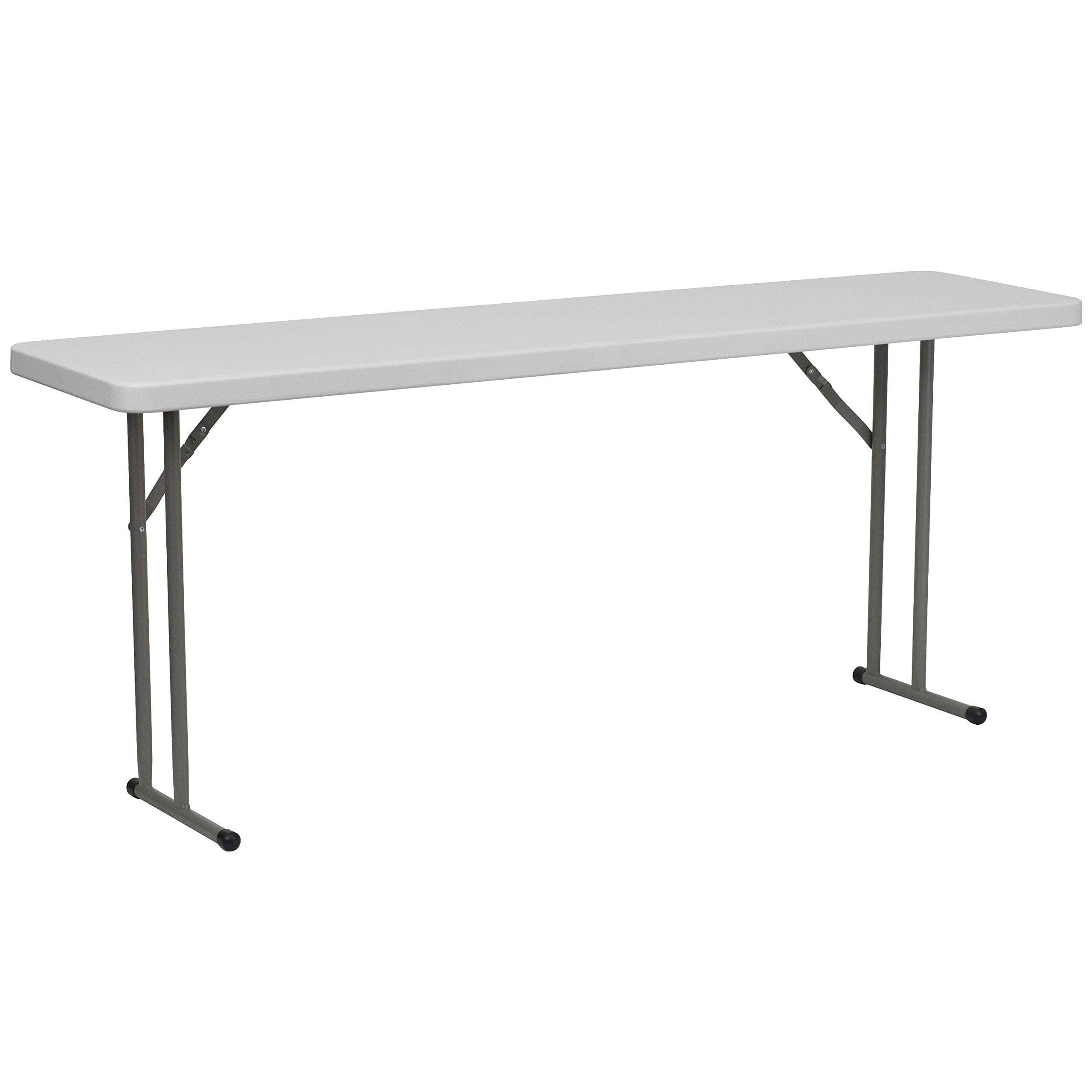 Elon 6' Plastic Folding Training and Event Table, Rectangular Folding Training Table with 220-lb. Static Weight Capacity, White