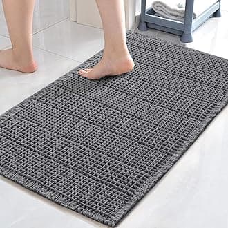 H.VERSAILTEX Upgraded Waffle Bath Mat Super Absorbent Non Slip Bath Rugs for Beside Tub, 24" x 36", Grey