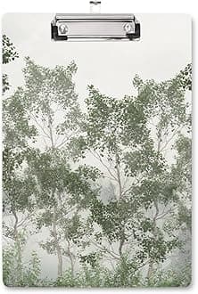 WAVEYU Cute Clipboard, Decorative Office Fashion Hardboard Wood Nursing Clip Board for Standard A4 Letter Size for Students, Women,12.5"x 9", Green