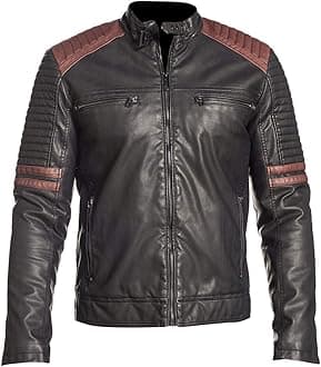 Black Leather Jacket Men - Black Real Lambskin Mens Motorcycle Jacket
