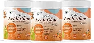 Let It Glow 200G Each (Orange, Pack of 3) Marine Collagen Supplement for Men & Women|L- Glutathione, Vitamin C, Sesbania Agati Extract|Promotes Healthy Skin, Hairs and Nails