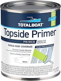 TotalBoat Marine Topside Boat Paint Primer for Fiberglass and Wood, White, Quart