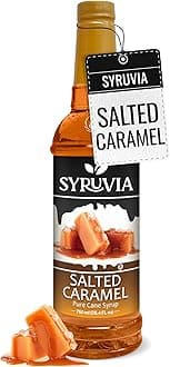 Syruvia Coffee Syrup, Salted Caramel Flavored Syrup for Drinks, Lattes, and Desserts – 25.4 fl oz
