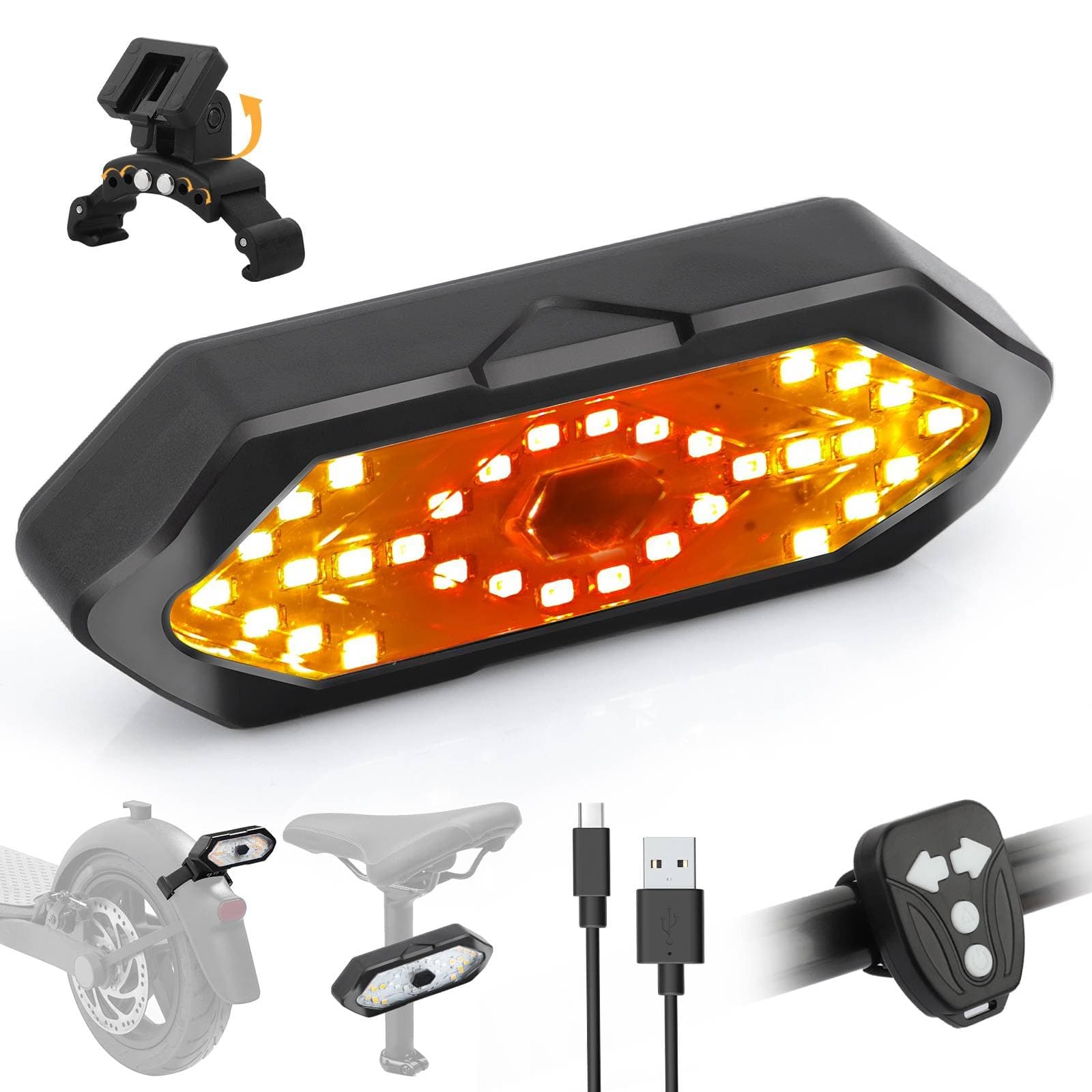 RUISHIKA E Scooter Turn Signal,Remote Control E Scooter LED Blinker/Tail Light Compatible with Max G30/Ninebot/Segway XIAOMI M365/Pro2/1S Series , Adjustable Direction Turn Signal Rechargeable