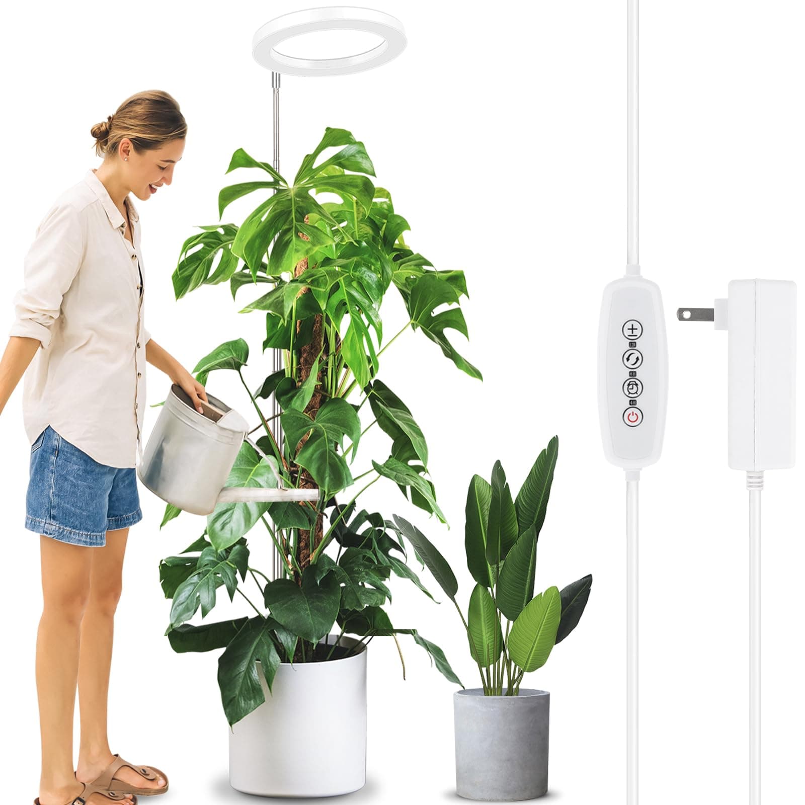 LORDEM 10" Grow Light for Indoor Plants, Full Spectrum Plant Lamp with 160 LEDs, 4H/8H/12H Timer, 6 Dimmable Levels, 3 Spectrum Modes, Height Adjustable 65", Ideal for Growing Large Tall Plants