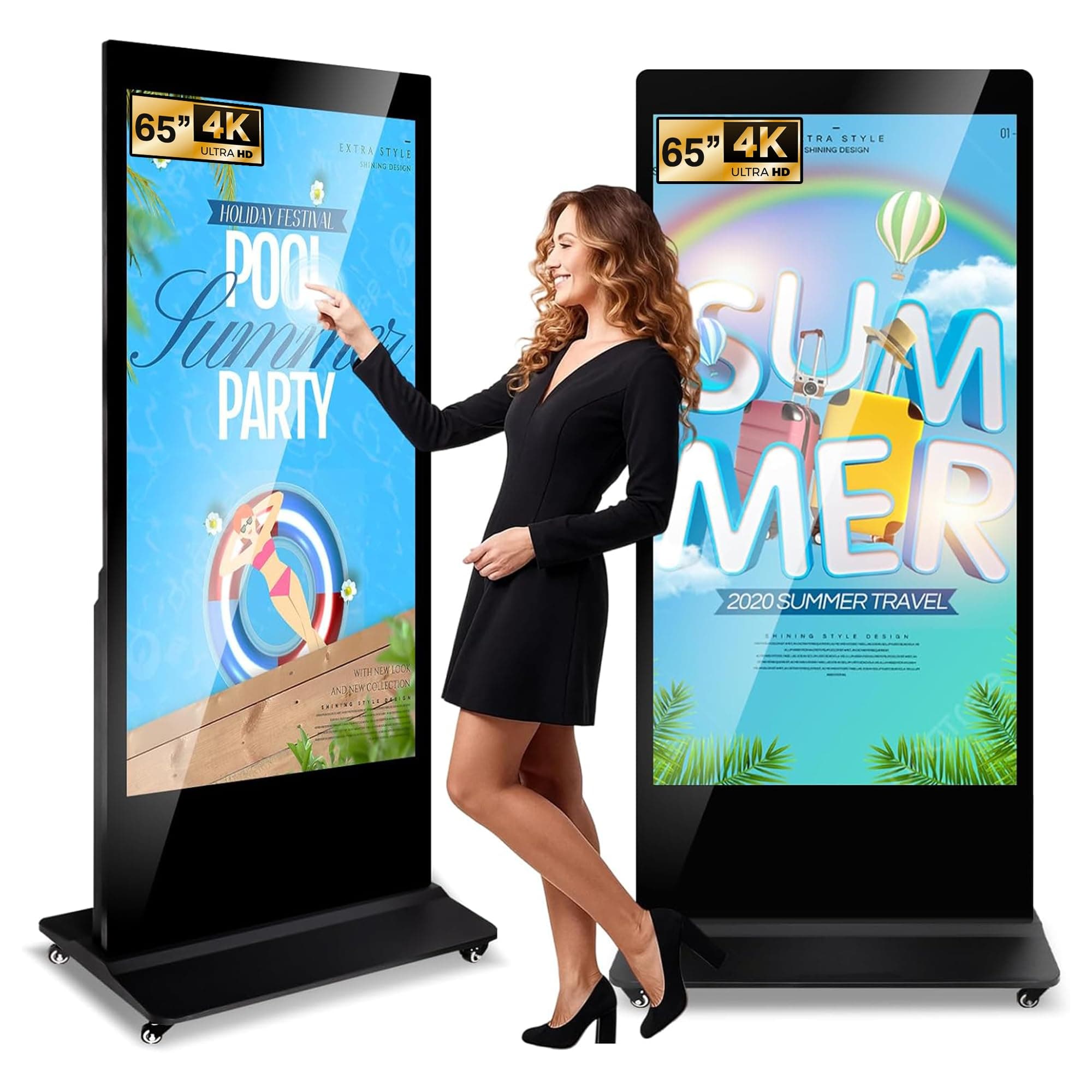 65 Inch Digital Signage Display 4K UHD Touchscreen Android 11 Smart Commercial Displays with Multi-Split Screen with 178° Wide View,24/7 Stable Operation for Stores/Mall/Airport/Restaurant​