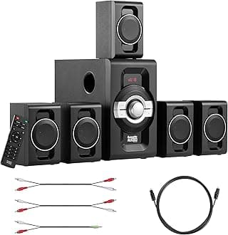 AA5240 Home Theater 5.1 Bluetooth Speaker System with USB and SD Inputs, Black