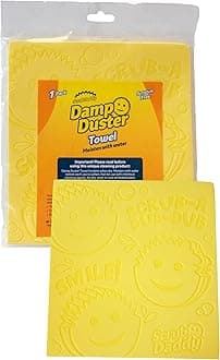 Scrub Daddy Damp Duster Towel, Multipurpose Dusters for Cleaning - Venetian & Wooden Blind Cleaner, Ridged Dusting Sponge for Vents, Radiator, Skirting Boards, Mirrors - Home Cleaning Products, Yellow