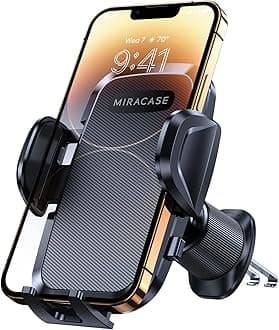 Miracase Smartphone Holder, Car (Improved Double Metal Hook) Vent Car Smartphone Stand Rotatable Freely Adjustable Smartphone Holder In-Car Smartphone Holder for iPhone Xperia Aquos All 4.0 - 7.2 inchGlobal Recycled StandardGlobal Recycled StandardGlobal Recycled Standard