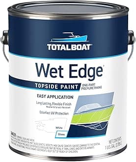 Wet Edge Topside Marine Paint Premium Polyurethane Coating for Boats, RVs, Exterior Trim, Fiberglass, Metal, and Wood (White, Gallon)