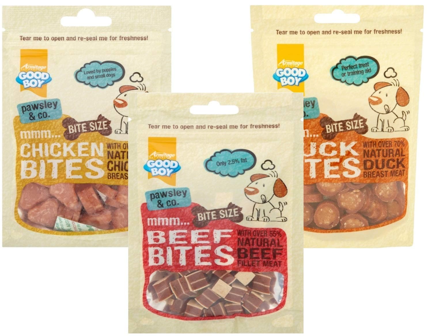 Pawsley & Co MIX PACK Bite Size Bites (Duck, Chicken, Beef) 3 x 65g