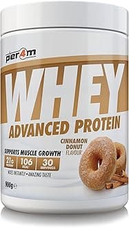 Whey Protein Powder | High Protein Shake for Muscle Growth & Recovery | Low Sugar Gym Supplement | Sports Nutrition Drink + Amino Acids (900g, Cinnamon Donut)
