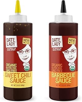 Date Lady Savory Sauce Pack | BBQ and Sweet Chili Sauce | Gluten Free | Paleo Friendly | No Corn Syrup or Cane Sugar | No Added Flavors or MSG (Large Size) Use on Pizza or as a Dip