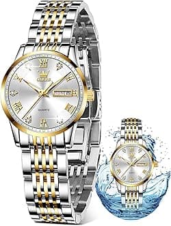 OLEVS Small Face Woman's Watch with Date Silver Gold Face Stainless Steel Waterproof Quartz Analog Women Watches Dress Ladies Wrist Watch