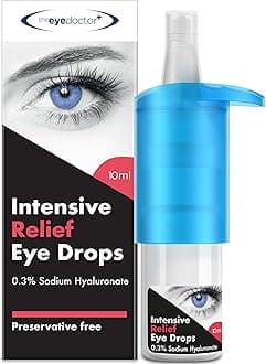 The Eye Doctor Intensive Dry Eye Drops - Preservative Free Eye Drops for Dry Eyes - Calms Itchy, Sore & Infected Eyes - Contact Lens Friendly - 0.3% Sodium Hyaluronate - 250 Drops per Bottle, 10ml