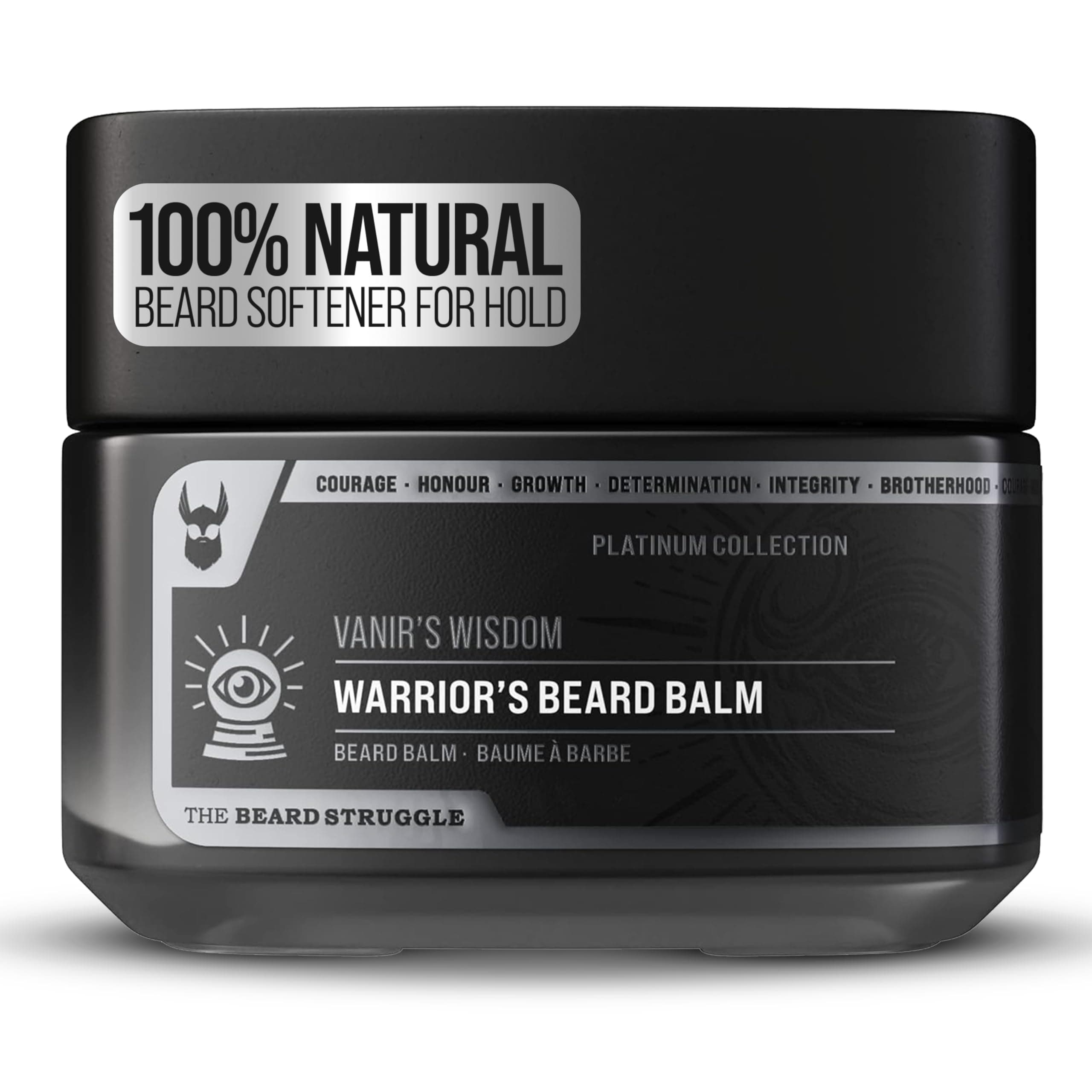 Warrior’s Beard Balm - Platinum Collection, Vanir's Wisdom - Non-Greasy Low-Hold Formula, Luxurious Cologne-Grade Fragrances 100% Natural and Plant-Based Ingredients - 50g
