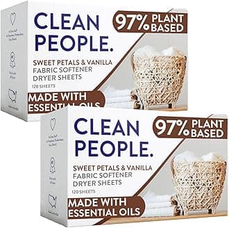 The Clean People Fabric Softener Sheets - Dryer Sheets - Softens & Removes Static Cling - Vegan Laundry Softener, Essential Oils - Sweet Petals & Vanilla 240 Pack