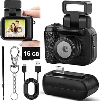 Mini Digital Camera Keychain with Flash Light 1080p Tiny Camera Mini Retro Micro Dv/camcorder with 600 Mins Battery Portable Recorder for Valentine's Gifts Travel Study Recording(Black,16 Gb)
