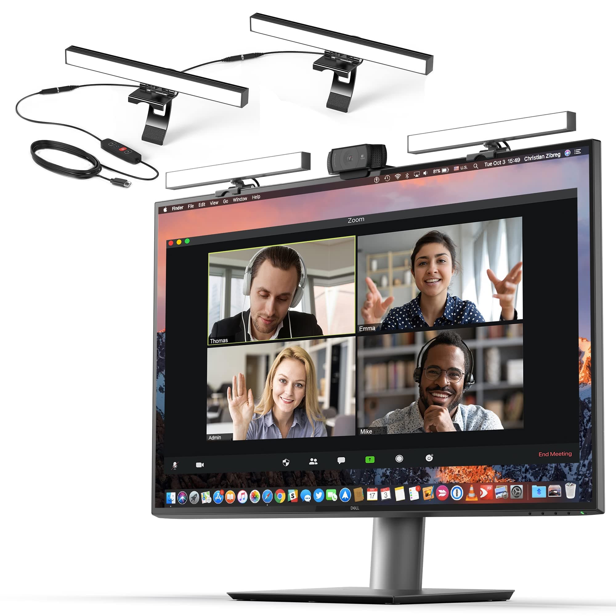 HumanCentric Video Conference Lighting - Webcam Light for Streaming, LED Monitor and Laptop Light for Video Conferencing, Zoom Lighting for Computer, Replace Ring Light for Zoom Meeting, Double Kit