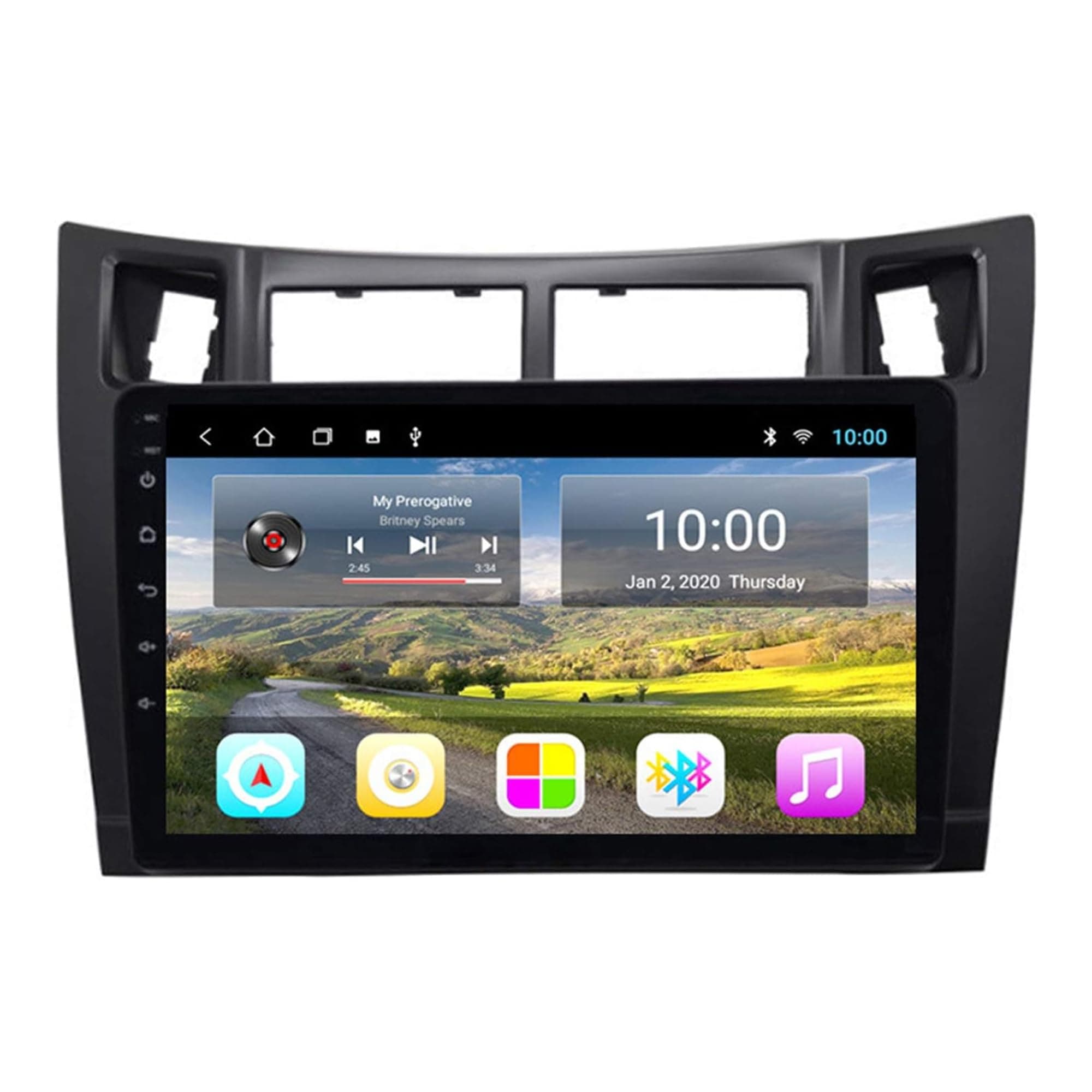 Sulfar 10'' Android 10 Car Dvd GPS Navigation Bluetooth WIFI Radio Video Multimedia Player for Toyota Yaris 2008-2011 Support Mirror Link Bluetooth Hands Free Steering Wheel Control,Wifi 2+32g