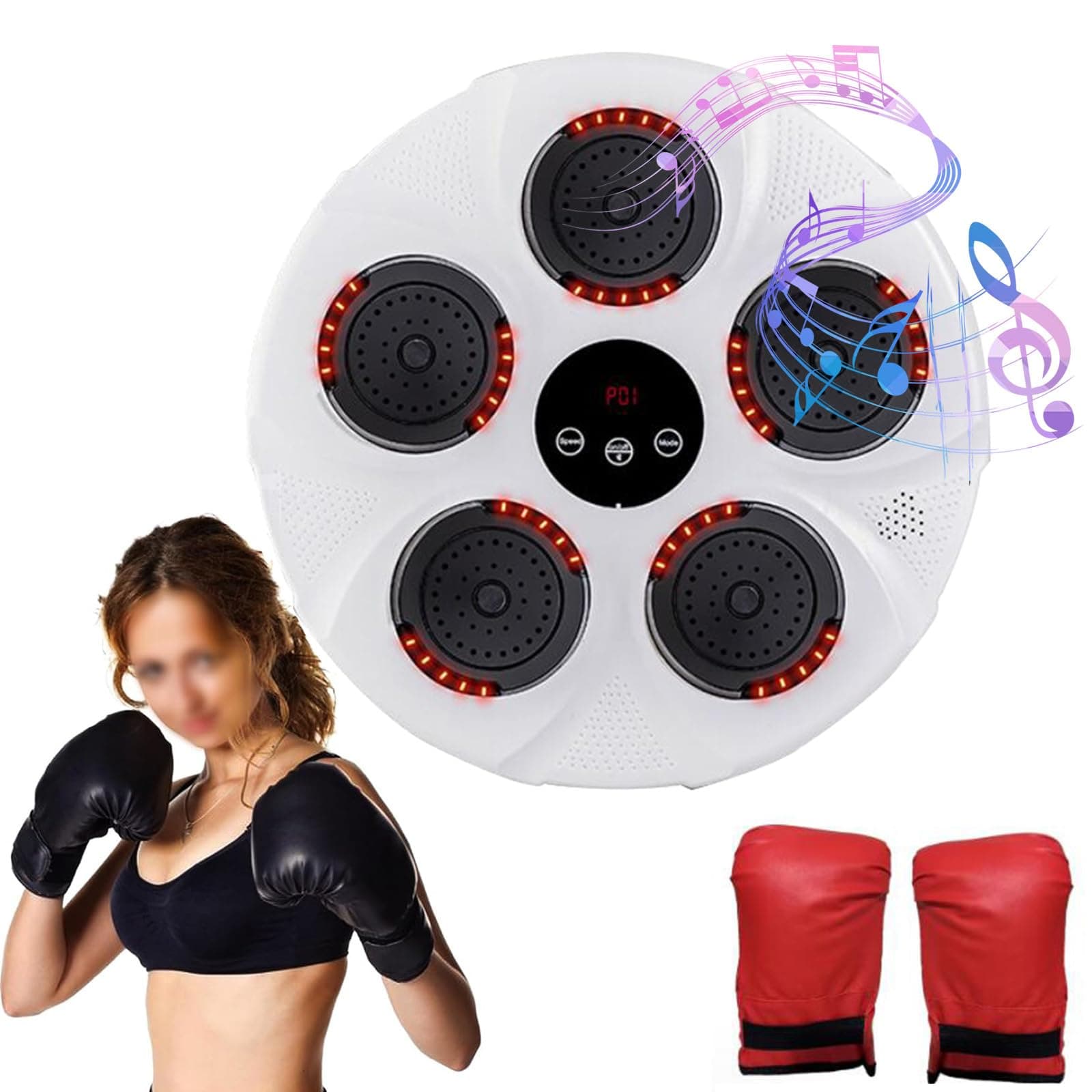 Music Boxing Machine, Smart Boxing Machine, Boxing Machine Wall Mounted with Bluetooth Music, Bluetooth Music Boxing Wall Target for Home Exercise(Color:White)