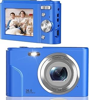 Digital Camera - FHD 1080P, 36MP Compact Camera with 16X Digital Zoom, Perfect for Kids, Teens & Beginners - Pearl Blue