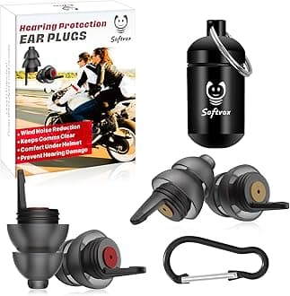 Motorcycle Ear Plugs 2 Pairs, Wind Noise Reduction & Premium Hearing Protection, Reusable Ear Plugs for Motor, Motorbike, Ear Plugs Set for Motorsports, Parachuting, Touring, Racing, Riding, Shooting