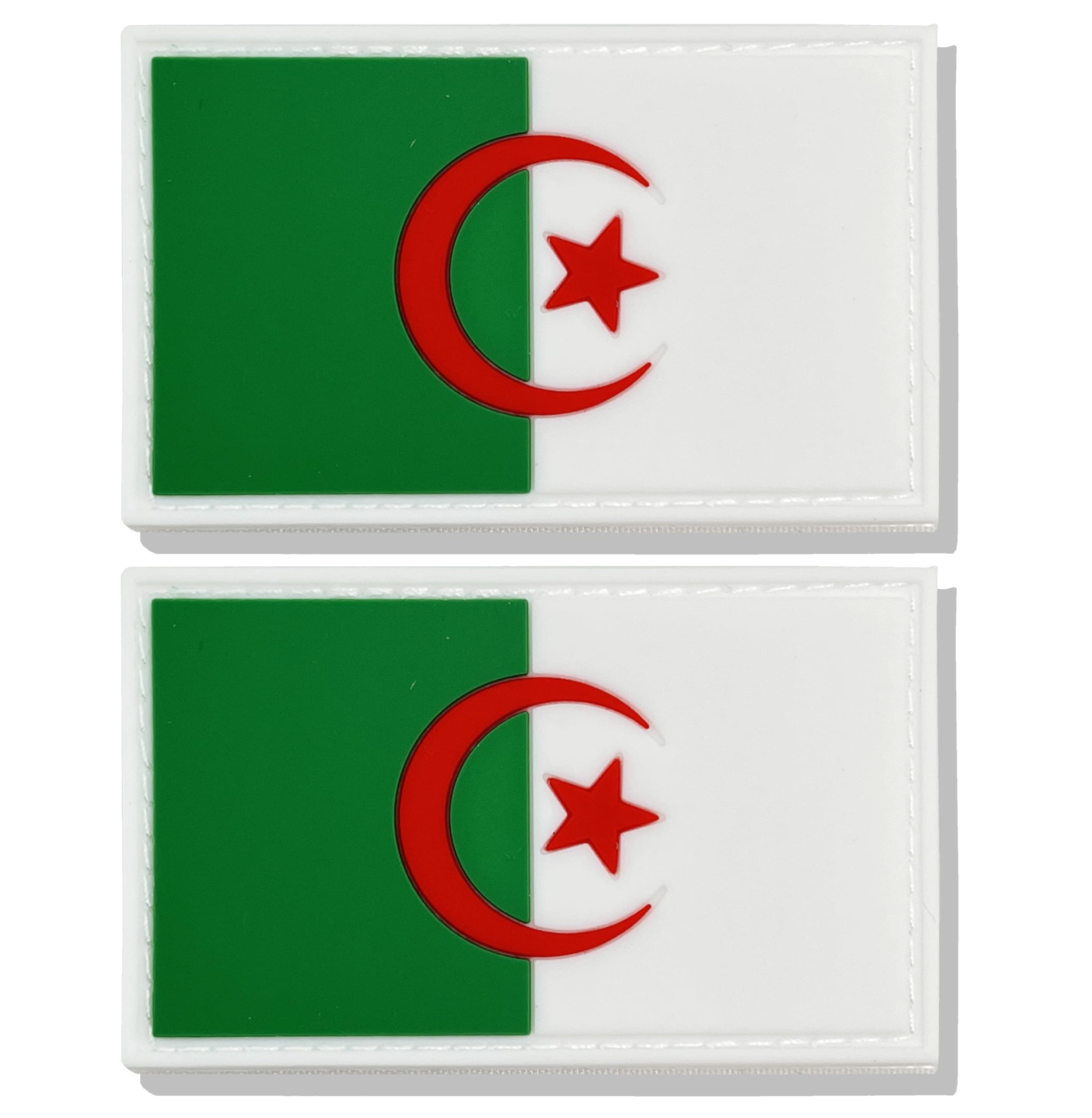 stidsds 2 Pack Algeria Flag Patch Algerian Military Tactical Patch Algeria Flags PVC Hook and Loop Fastener Patches for Clothes Hat Backpacks Pride Decorations