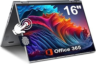 jumper 2 in 1 Laptop, 16 inch Convertible Laptop Computer with IPS FHD 360 Degree Touchscreen, 128GB Storage, 4GB RAM, Fingerprint Reader, Backlit Keyboard, Celeron N5095, 53.2WH, WiFi 6