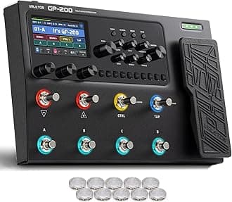 Multi Effects Processor Pedal with Expression Pedal FX Loop MIDI I/O Amp Modeling IR Cabinets Simulation Stereo OTG USB Audio Interface (Include 10 Pcs Additional Footswitch Toppers)