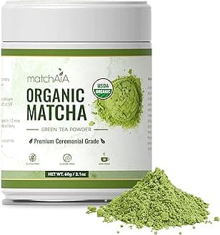 Organic Ceremonial Matcha Green Tea Powder - Premium Ceremonial Grade, First Spring Harvest, USDA Certified, 100% Pure - Sugar Free, Gluten Free (60g / 2.1oz Tin)