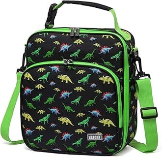 Lunch Boxes Bag for Kids,VASCHY Reusable Lunch Box Containers for Boys and Girls with Detachable Shoulder Strap, Insulated Lunch Coolers for School Cute Dinosaur