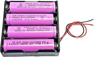 3.7V 4800 mah -14.8V 1200mah Lithium Battery Kit with Each Cell 1200mAh and 4-Cell Holder for Versatile Use in LED Torch, Fan Motors, AC/DC LED Bulbs, Power Tools, and Projects.