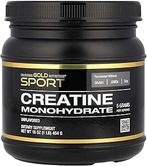 California Gold Nutrition, Creatine Powder, Micronized, Muscle and Strength Support, Creatine Monohydrate, No Gluten, No GMOs, No Soy, Unflavored, 16 oz (454 g)