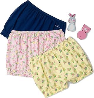 SG06 Girl's Super Combed Cotton Printed Bloomers with Ultrasoft Waistband (Pack of 3)