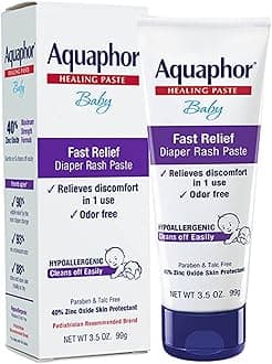 Aquaphor Baby Diaper Rash Paste - For Serious Diaper Rash and Flare-ups - 3.5 Oz. Tube 99gm